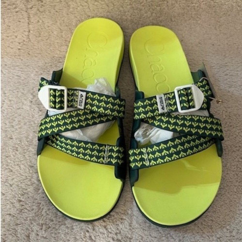 Chaco Black and Neon Green Sandals - Picture 3 of 8